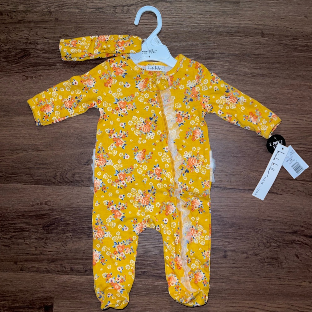 NWT Nicole Miller Fall Floral Footie (3-6m)